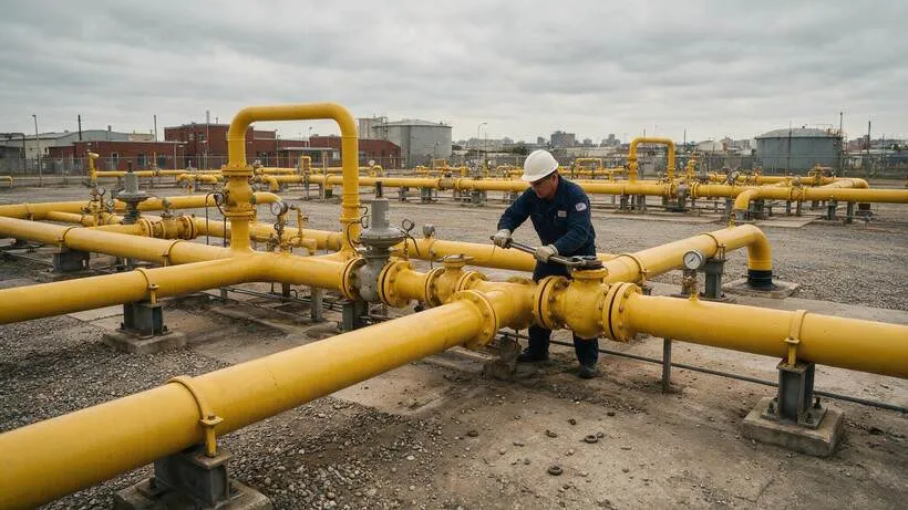 Técnicos em intervenção em rede de distribuição de gás natural