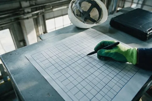 Matriz de competências impressa sendo percorrida em sala de operação