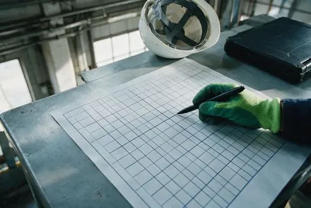Matriz de competências impressa sendo percorrida em sala de operação